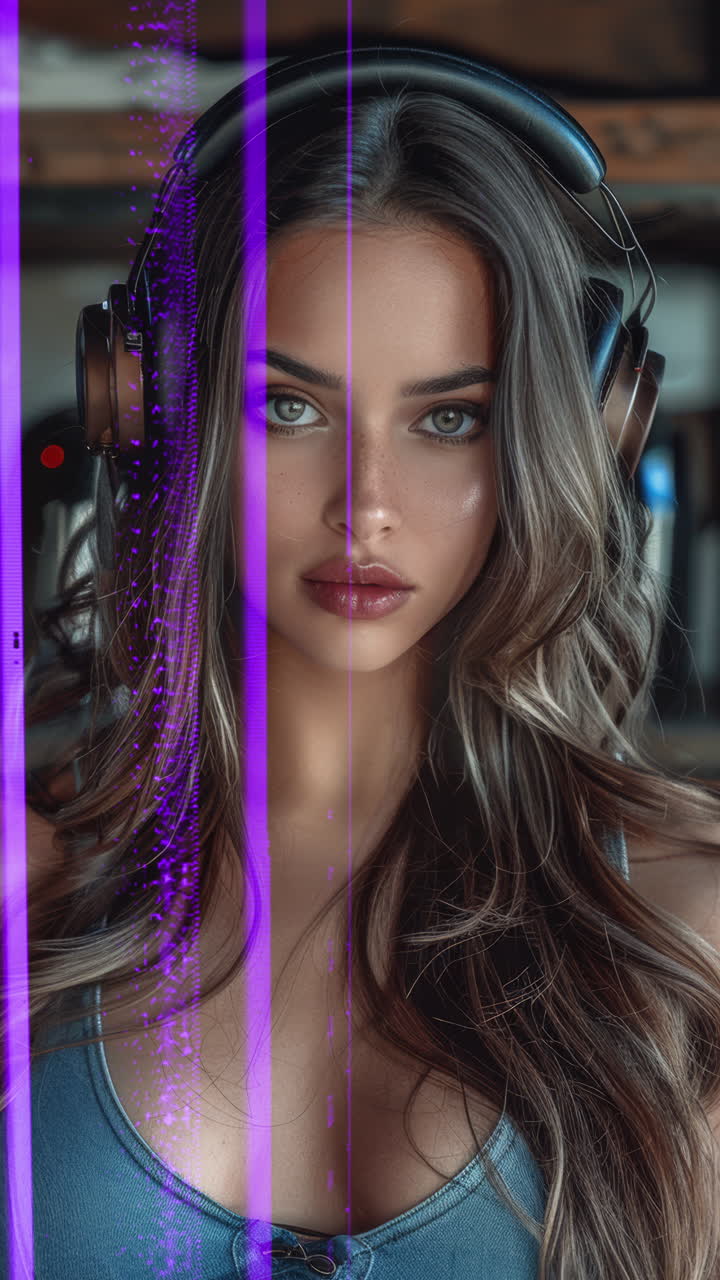 mujeres con altavoces de audio y auriculares hechos de ai