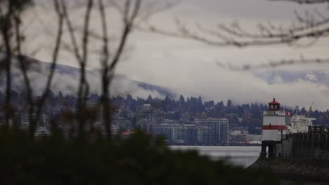 brockton point lighthouse in stanley park, downtown vancouver city, british columbia, canada