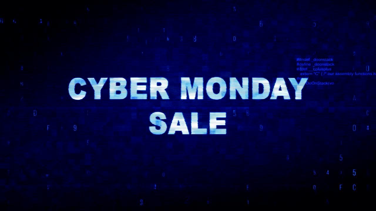 Cyber Monday Sale Text Digital Noise Twitch Glitch Distortion Effect Error Animation.