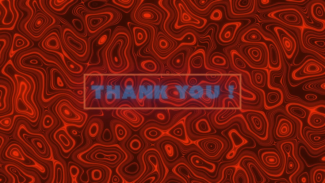 파란색 단어의 애니메이션 감사합니다! 빨간색 프레임에 빨간색, 용암 배경