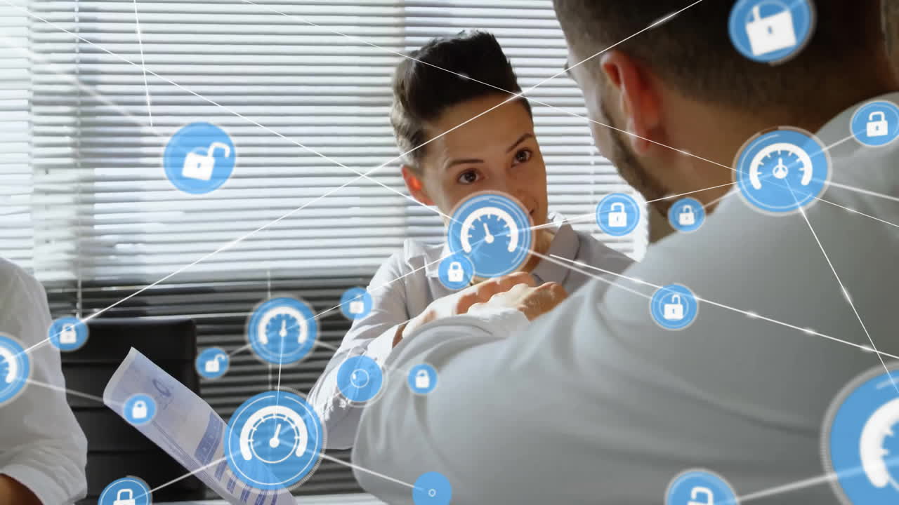 animación de la red de conexiones entre diversas personas de negocios en la oficina