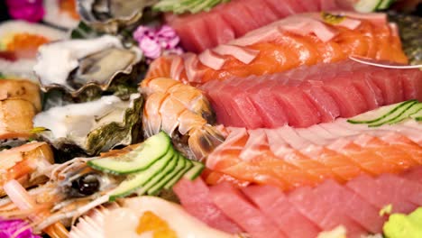 a colorful array of sushi and sashimi delicacies