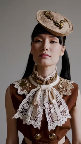 elegant woman in a vintage-inspired outfit