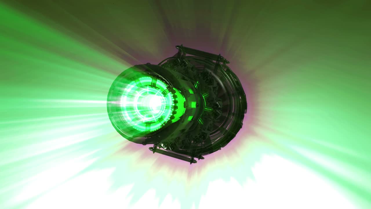 la turbina del motor a reacción de giro en bucle