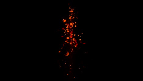 vórtice de colorido arce y hojas. espiral partícula brillante de hojas de otoño. hoja de baile. colorida naturaleza túnel bucle de animación.