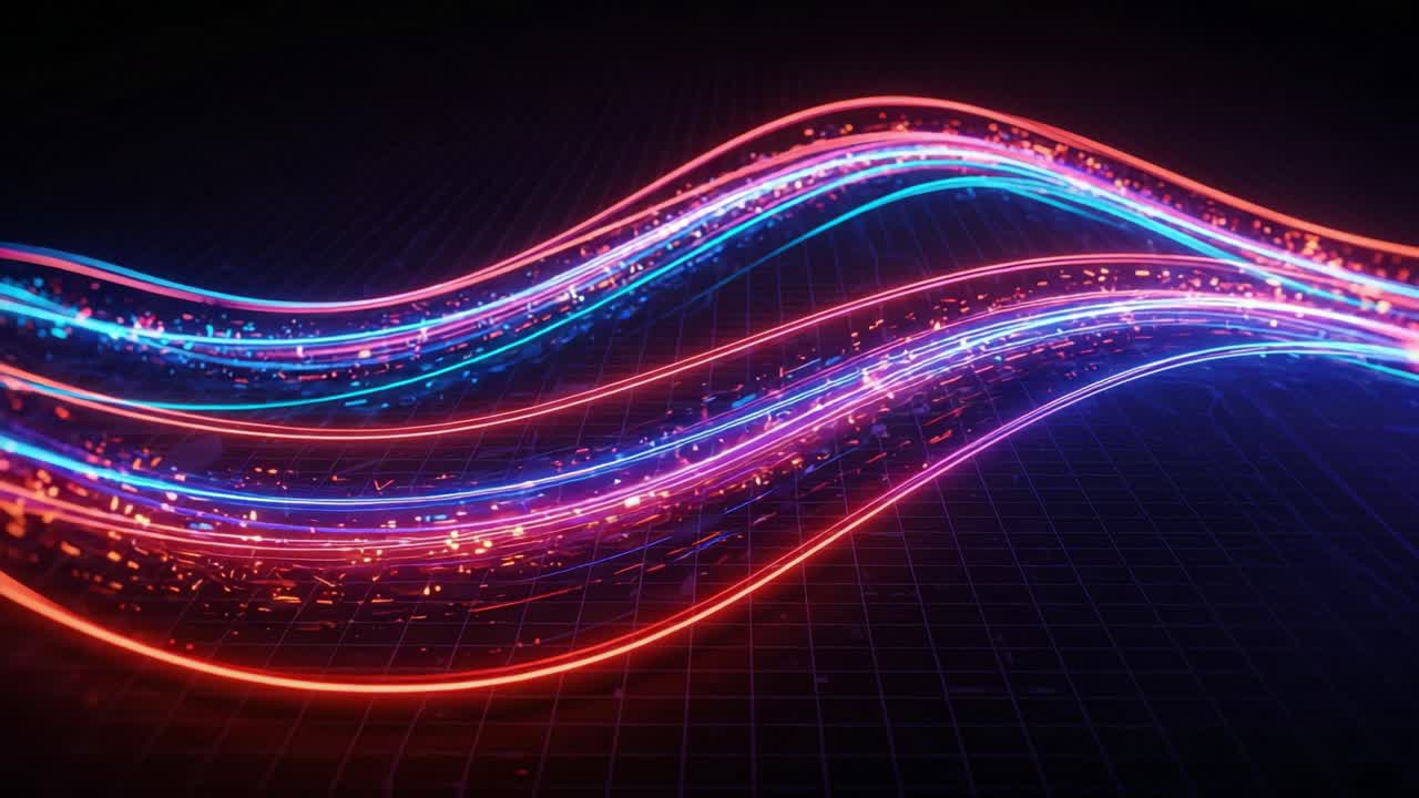 Vibrant Waves of Electric Color: A Captivating Visual Journey Through Dynamic Light Patterns and Fluid Motion in an Abstract Artistic Display