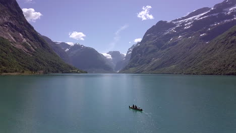 aerial: lovatnet lake in norway