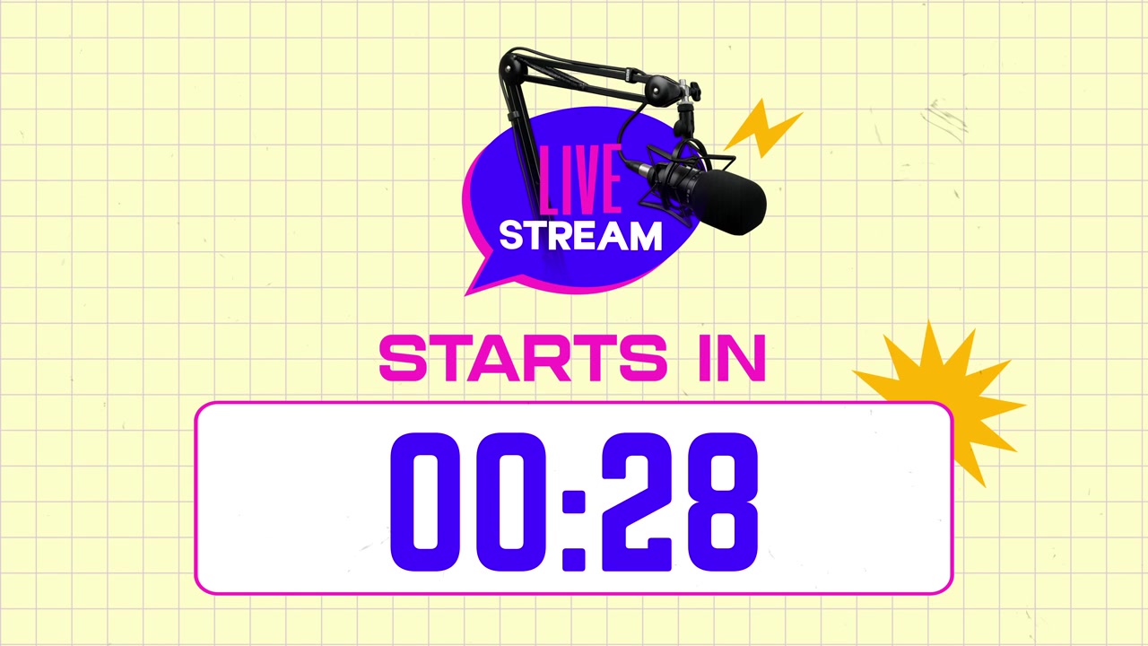 Animated Live Stream Countdown with Microphone Icon