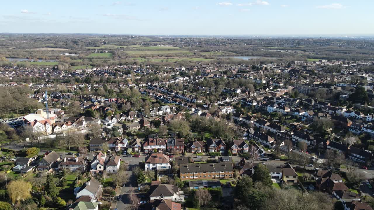 buckhurst hill, tomas aéreas de essex pov 4k