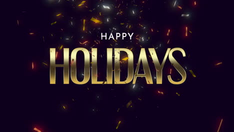 Happy-Holidays-with-flying-confetti-on-dark-background