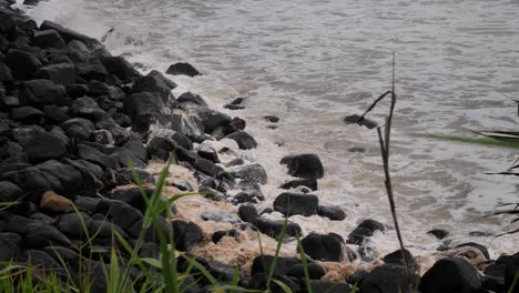 burleigh heads, gold coast 02 january 2024 - rain, rough ocean waves and storms at burleigh heads on the gold coast