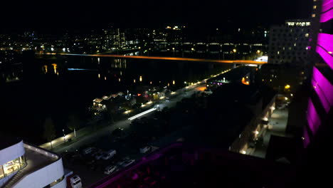 timelapse of nightlife in cityscape of umeå, sweden