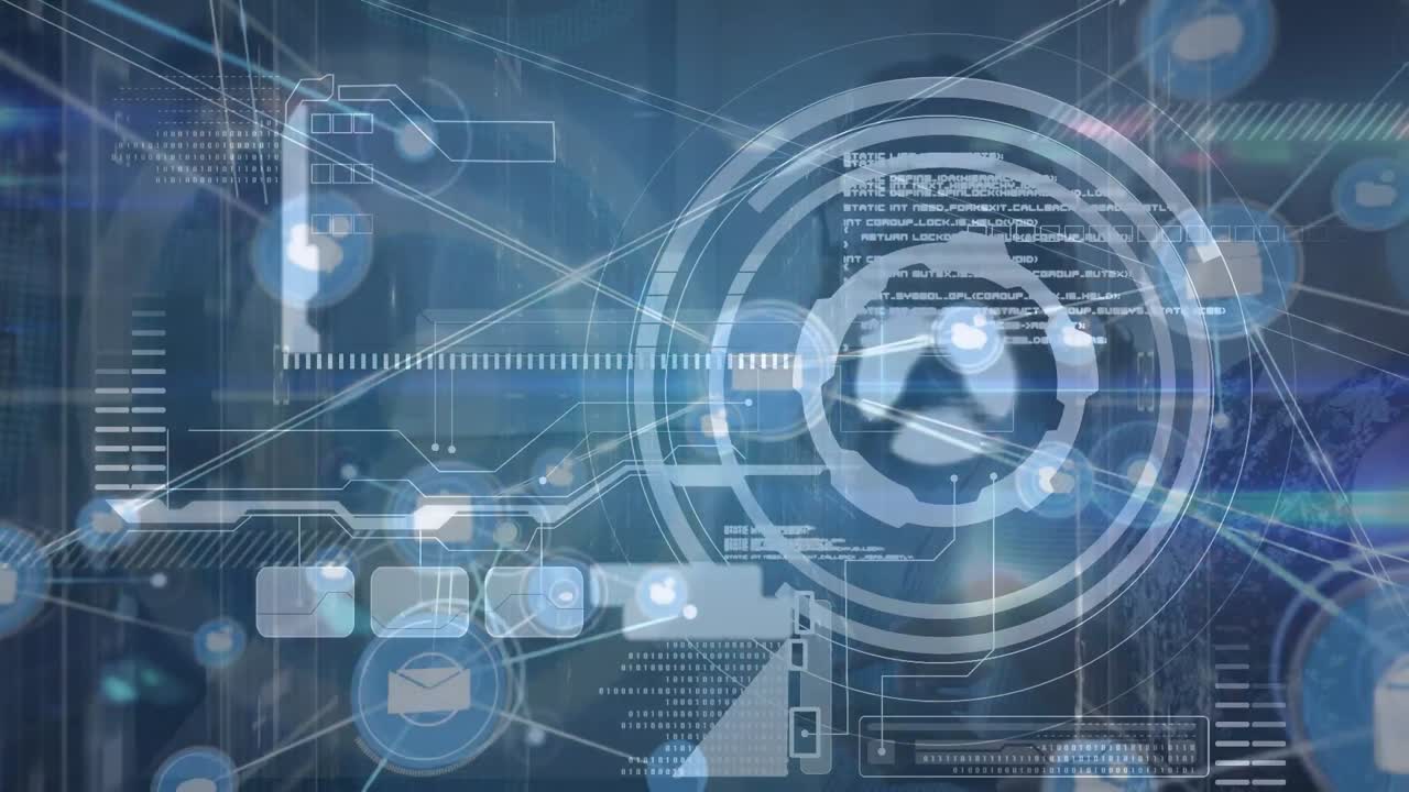 사무실에서 다양한 비즈니스 사람들에 대한 데이터 처리의 애니메이션