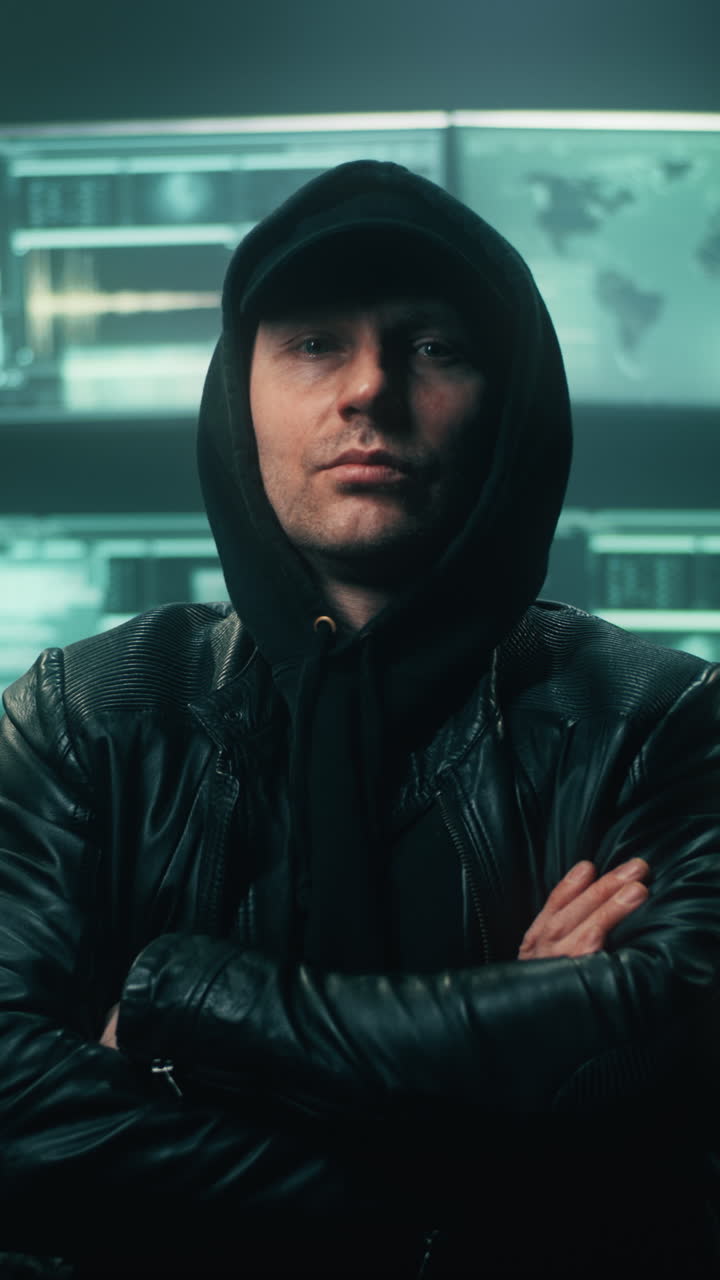 Hacker Portrait in a Server Room