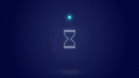 animation of hourglass icon in circle processing over blue background