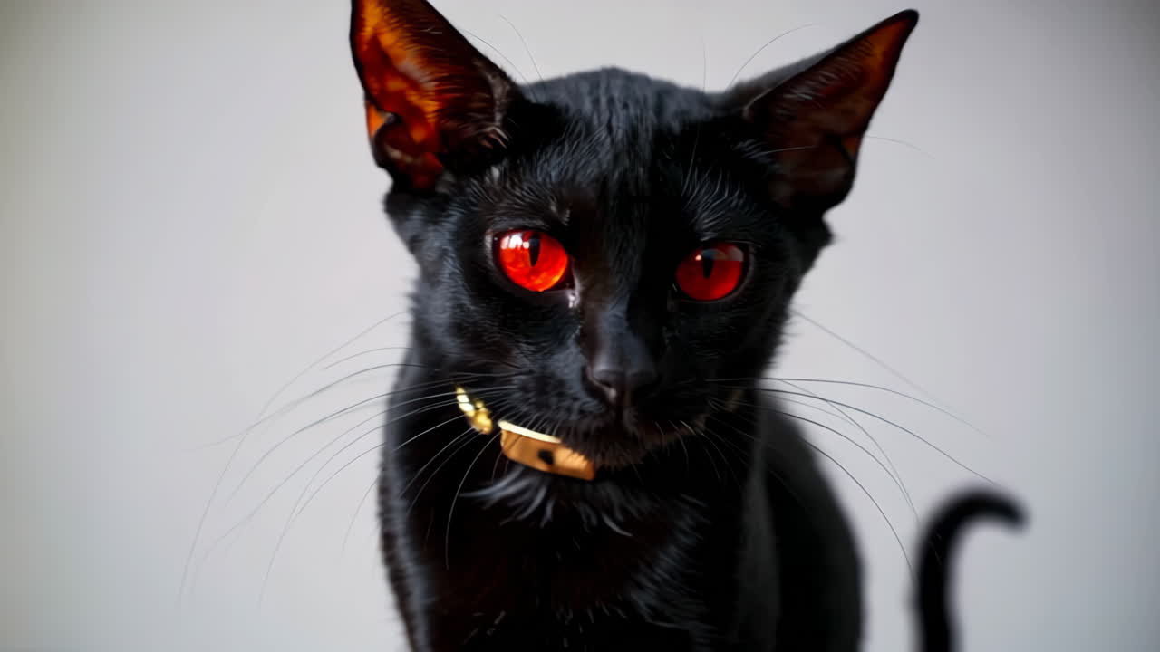 Gato Negro com Olhos Vermelhos
