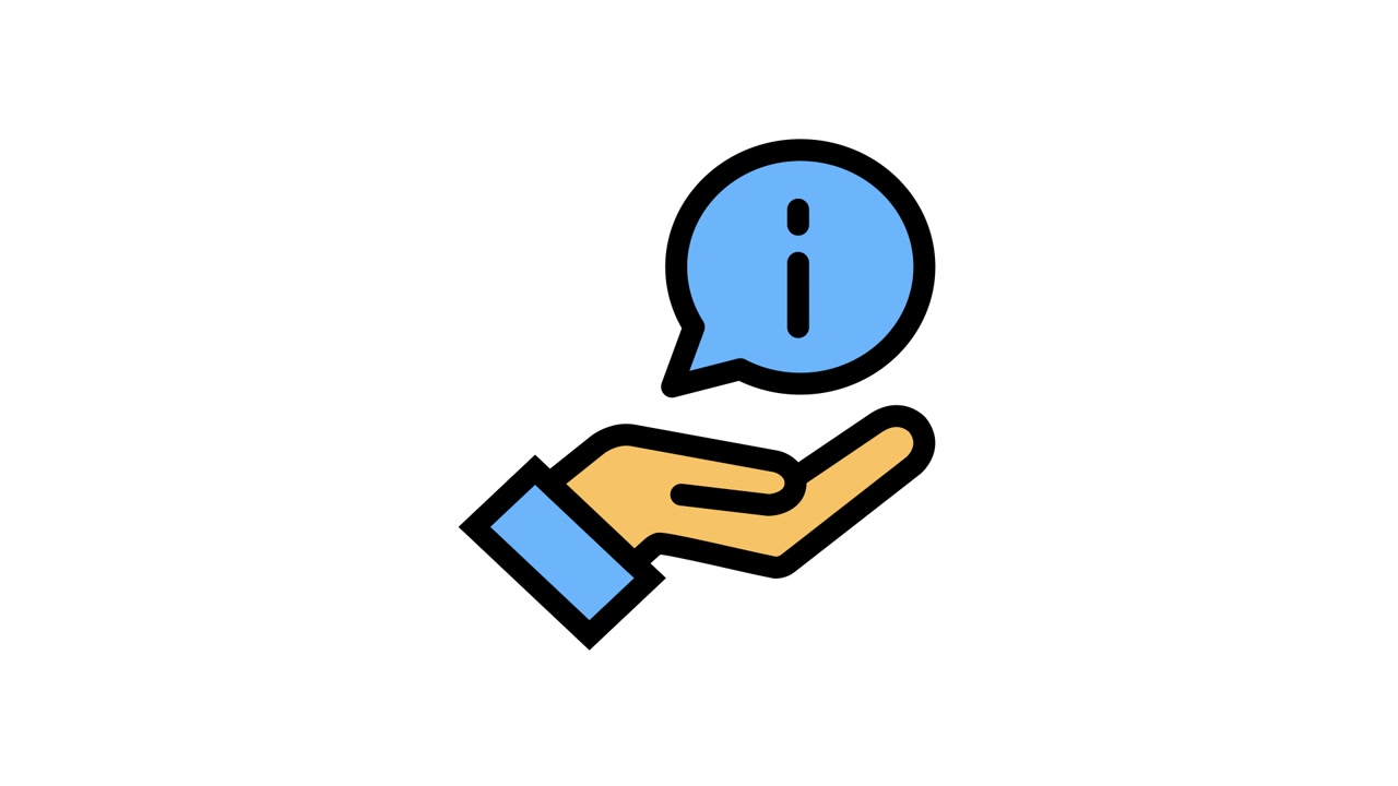 Animated Hand Holding Information Speech Bubble Icon