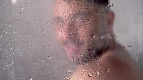 man having fun during the shower