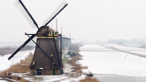 dutch windmills in winter
