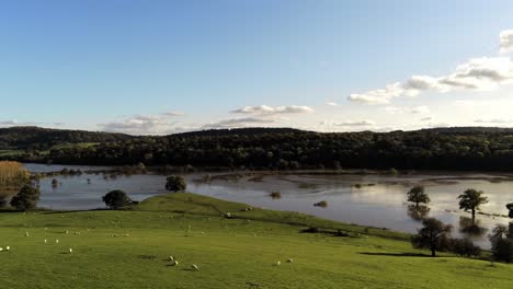 British-countryside-wet-flooded-fields---meadows-after-river-bursts-banks-submerging-fields