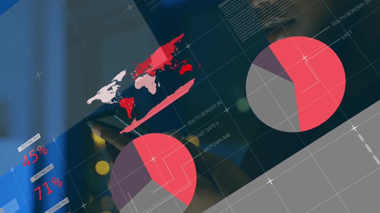 Animation of financial data processing over african american women using smartphone