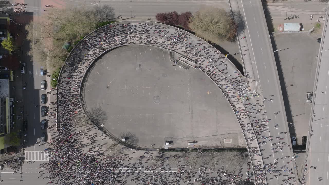 Drone shot of Portland, Oregon sign.
