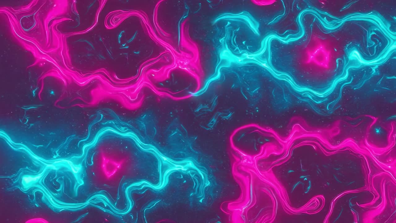A Vibrant Swirl of Electric Blue and Hot Pink Waves Creating a Mesmerizing Abstract Pattern in a Cosmic Background