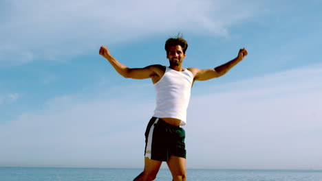 Sportsman-jumping-on-the-beach