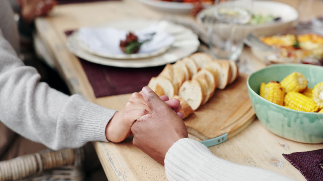 Family dinner with bread and corn