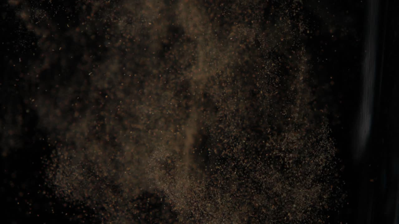 먼지 안개 입자, 깊은 오염물질, 물 처리, 느린 동작