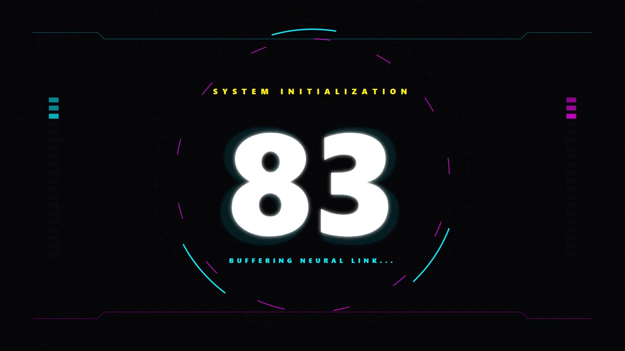 Futuristic Digital Countdown Timer with System Initialization Interface