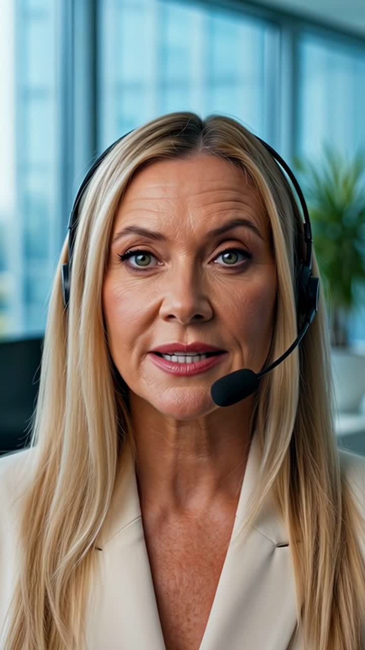 Kvinne med hodesett som jobber som kundeservicemedarbeider og yter kundestøtte