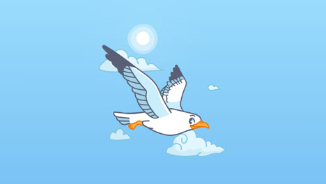 An-animation-of-a-Hand-drawn-cartoon-seagull-illustration