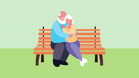 abuelos pareja abrazando amantes personajes