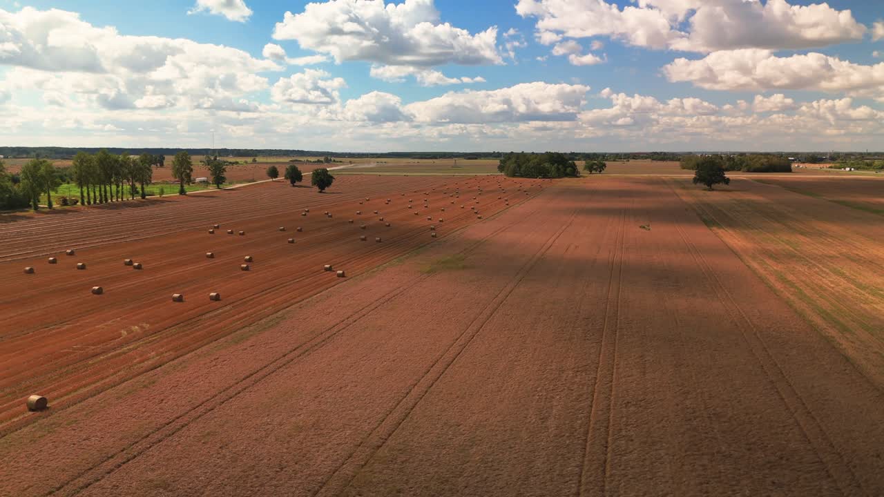 Aerial View of Hay Bales in a Field