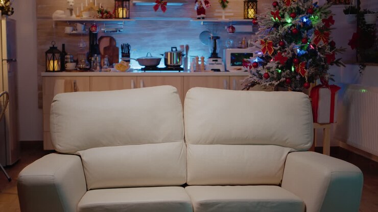 Habitación vacía decorada para la celebración de la víspera de Navidad