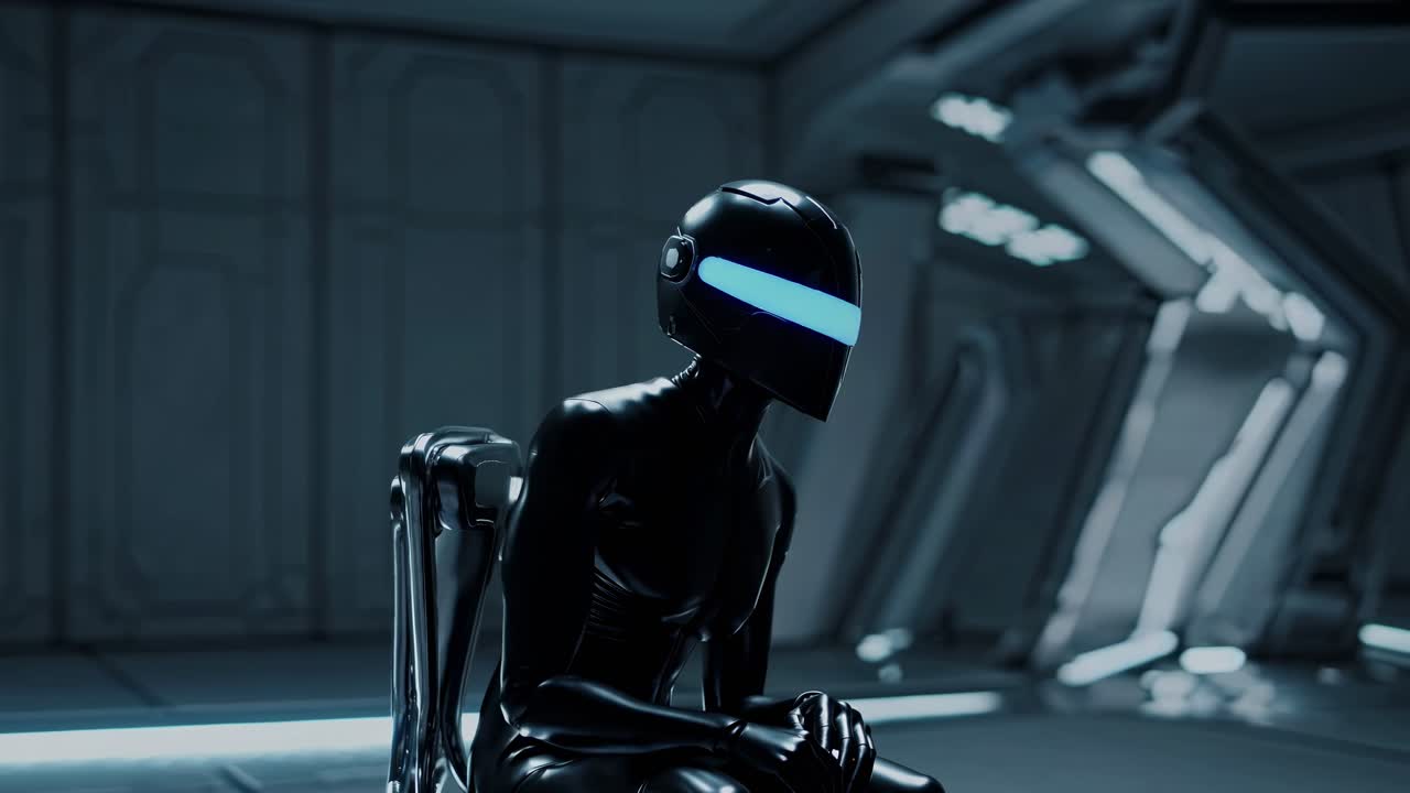 mujer robot en un entorno futurista