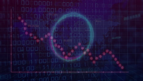 animación de conexiones y procesamiento de datos con codificación binaria