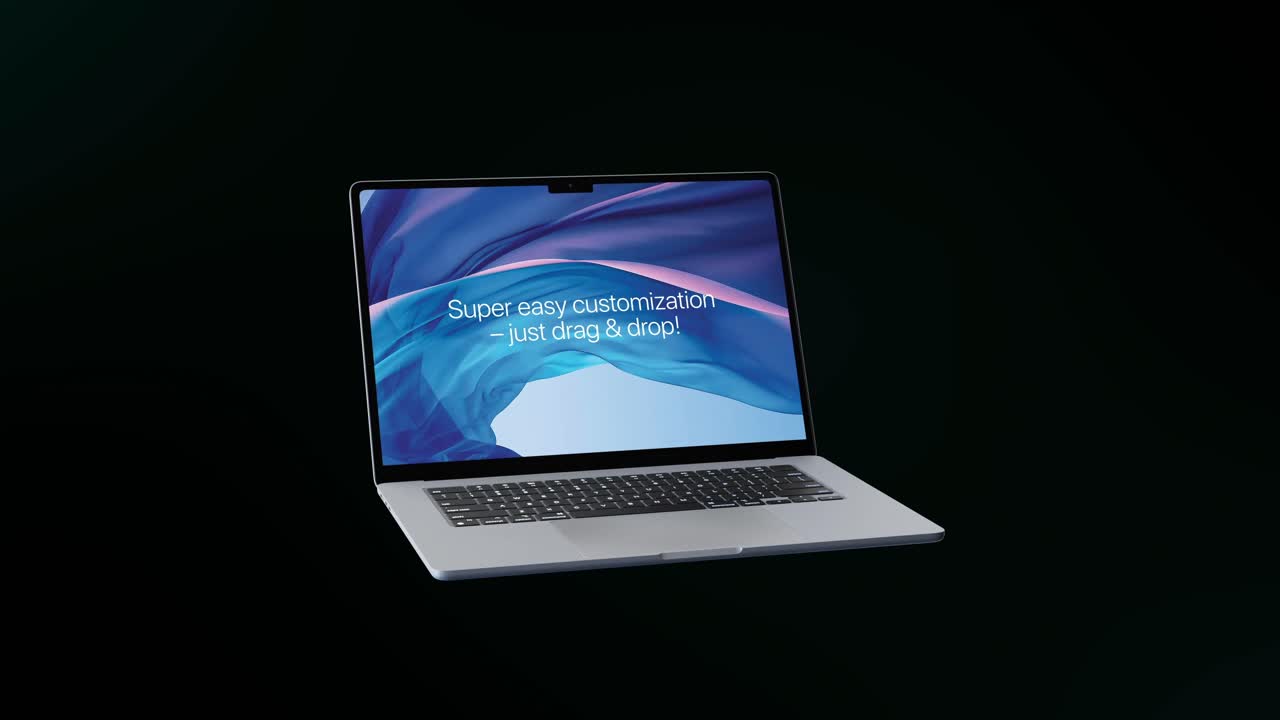 Laptop che mostra testo di personalizzazione su sfondo scuro