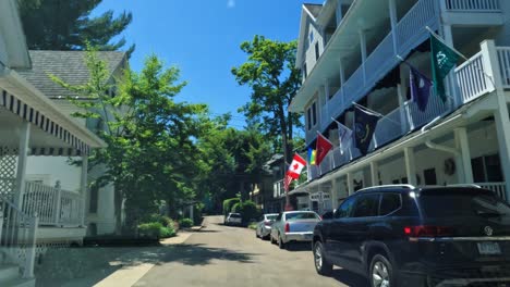 driving through the chautauqua institute in western new york state during summer