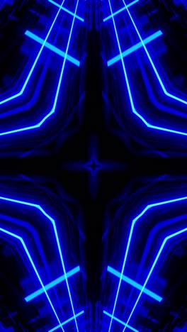 vj loop blue neon kaleidoscope vertical looped video