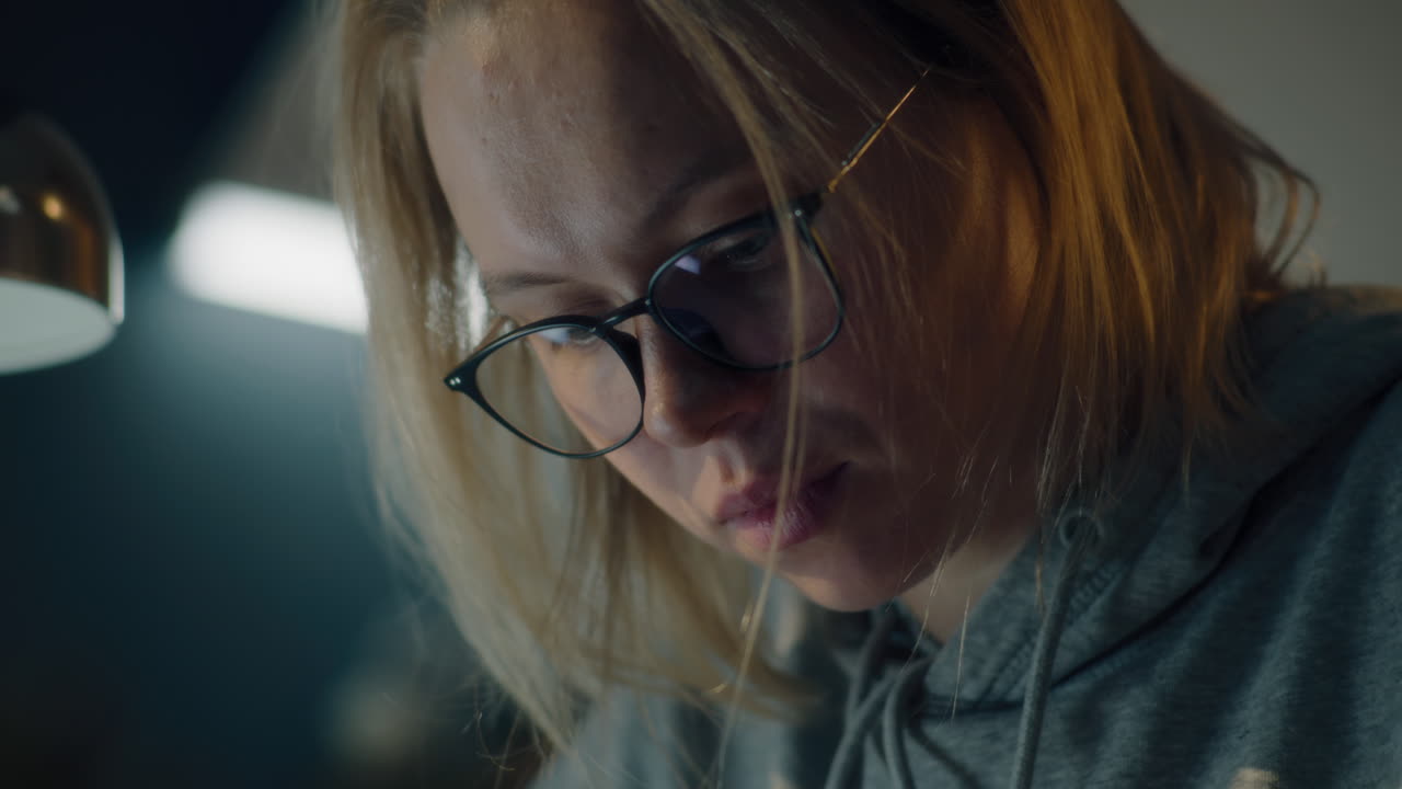 Woman Working at Night