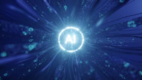 ai network with many wires. 3d animation render