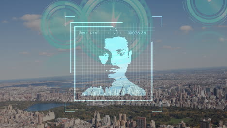 animación del procesamiento de datos con diversas personas iconos sobre relojes y paisaje urbano