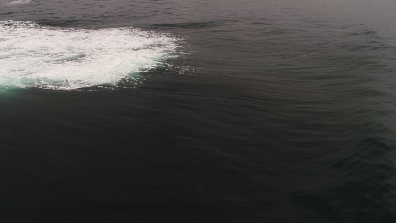 Dark ocean wave crests and falls with moody light, thick water motion and depth