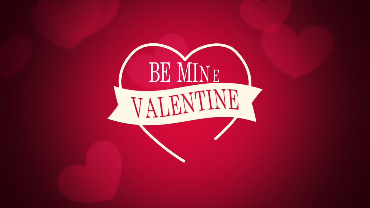 primer plano animado sea mío texto de san valentín y movimiento romántico corazones rojos en el fondo del día de san valentín 1