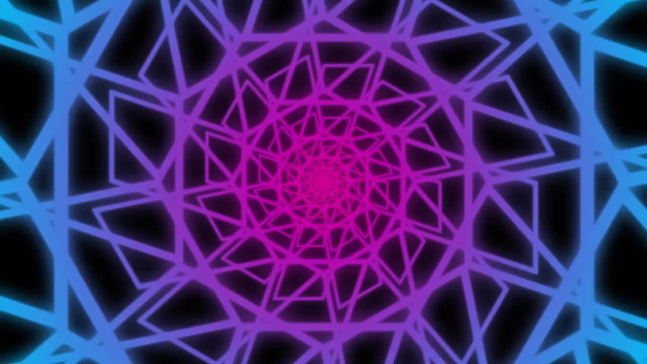 animación de un enorme texto de venta y formas coloridas a través de un túnel digital