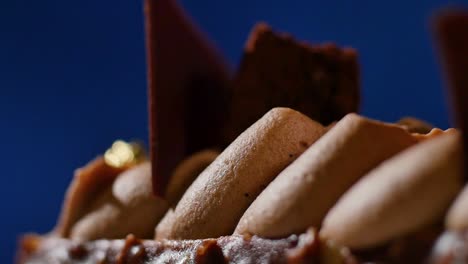 close-up of a decadent chocolate cake