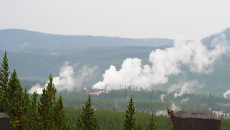 yellowstone geysers seen from far away