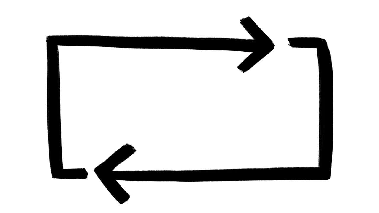 marco de garabateo de flechas en movimiento, animación de bucle dibujada a mano en un fondo blanco